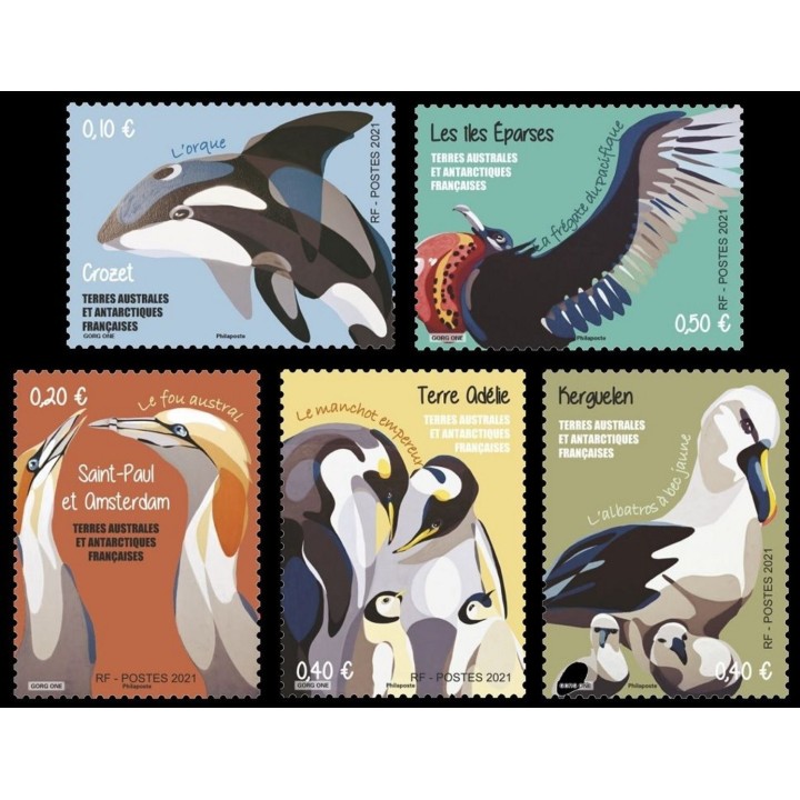 TAAF - 987 à 991 Faune antarctique 