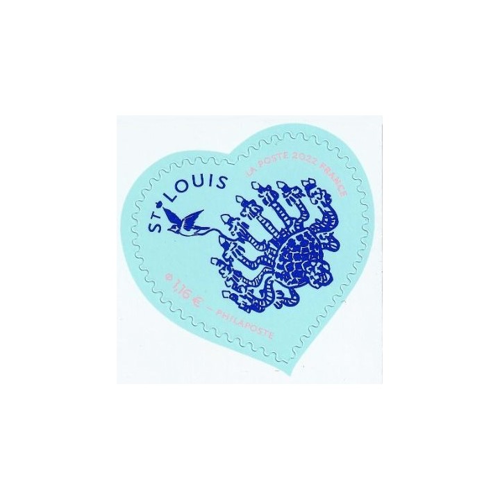 France - Autoadhésif 2097 Cœur Saint Louis \"bleu\"