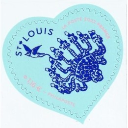 France - Autoadhésif 2097 Cœur Saint Louis \"bleu\"