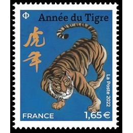 France - 5550 Nouvel An Chinois : 2022 année du tigre - grand timbre \"bleu\"