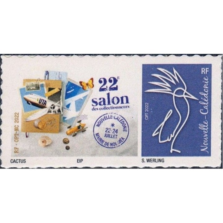 Nouvelle-Caledonie - 1424 Autoadhésif Salon des Collectionneurs Noumea - Cagou Bleu
