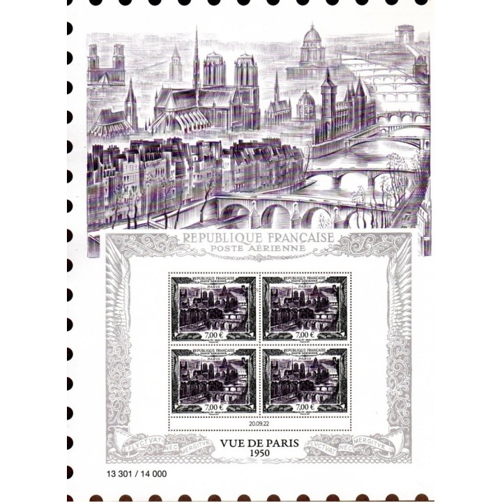 France - Poste Aérienne 93A Affiche - Hors Abonnement - Affiche \"Vue de Paris\"