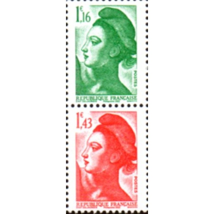 France - 5635 Paire Verticale V+R - 40 ans de la Liberté de Gandon