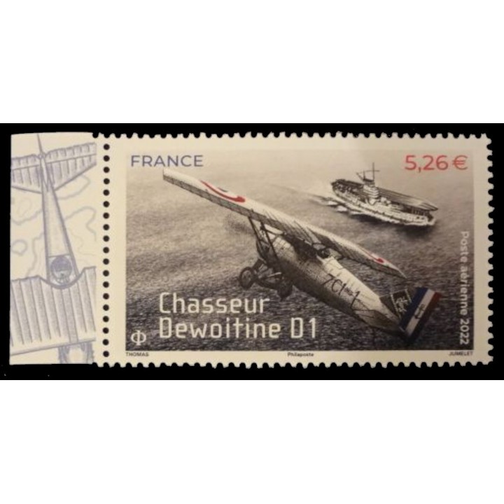 France - Poste Aérienne 92a - Chasseur Dewoitine D1 - issu de la mini feuille
