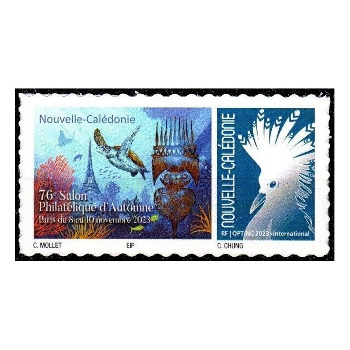 Nouvelle-Caledonie - 1455 Autoadhésif « 76eme salon philatelique d\'autome Paris - Cagou Bleu»