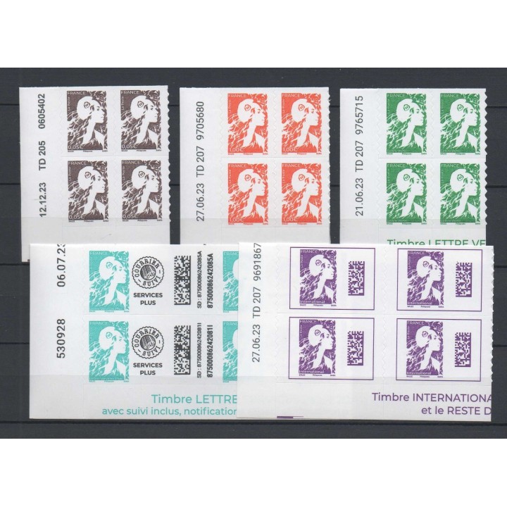 France - Marianne de l\'Avenir - Série de 5 Valeurs - Coin Daté - Autoadhésive