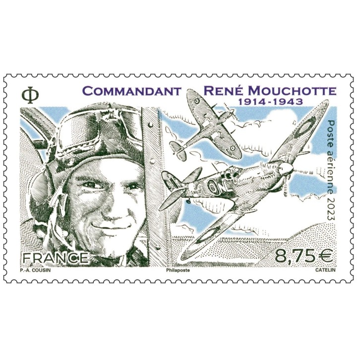 Timbre de collection France - Poste Aérienne 095 - Commandant René Mouchotte