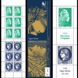 Timbre de collection France - Carnet C1532 \"2018 Marianne L'Engagée - 1938 Type Cérès 85 ans\" - Hors Abonnement