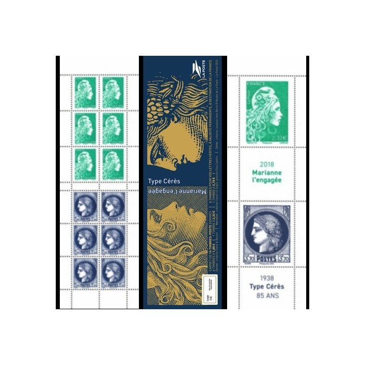 Timbre de collection France - Carnet C1532 \"2018 Marianne L'Engagée - 1938 Type Cérès 85 ans\" - Hors Abonnement