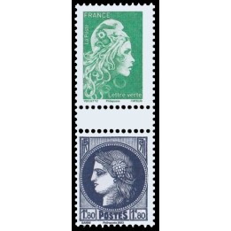 Timbre de collection France - 5736 et 5252Aa Paire issue du Carnet Marianne l Engagée et type Cérès 1938
