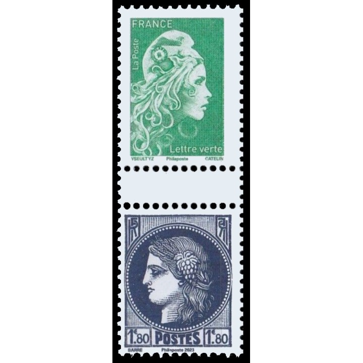 Timbre de collection France - 5736 et 5252Aa Paire issue du Carnet Marianne l Engagée et type Cérès 1938