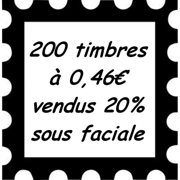 Lot de 200 timbres à 0,46 Euros