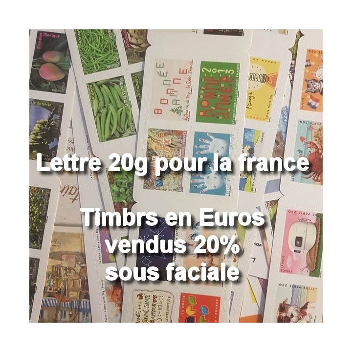Lot de 30 timbres en Euros \"LETTRE VERTE\"