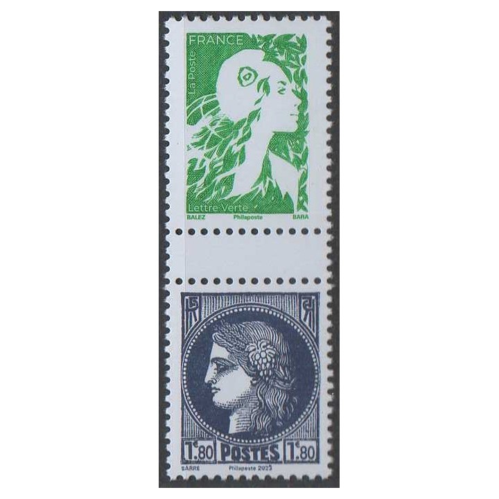 Timbre de collection France - 5739 et 5730 Paire issue du Carnet Marianne de l Avenir et type 1938