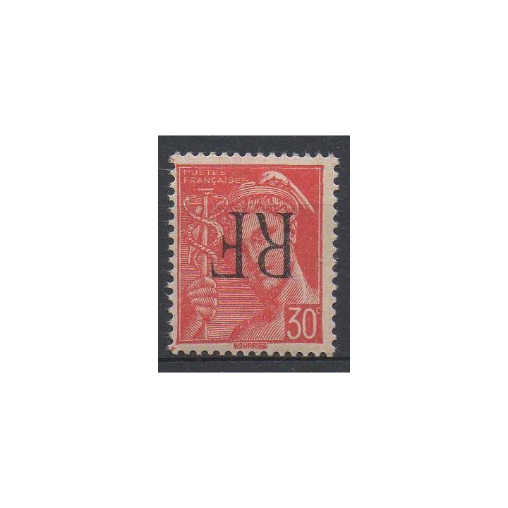 Timbre de collection France - Libération de Montreuil-Bellay N°9M - Surcharge renversée