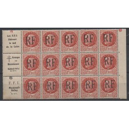 Timbre de collection France - Libération de Montreuil-Bellay N°38 - Fragment de Feuille