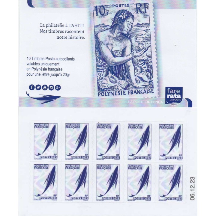 Timbre de collection Polynesie Francaise - Carnet 1333 - TVP Bleu Date 2023/12/06
