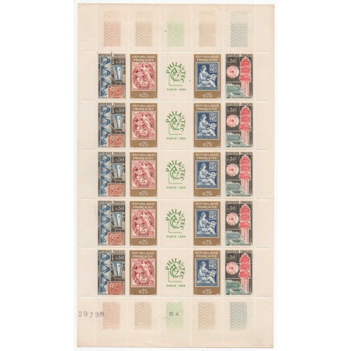 France - 1414 Variété 2 chiffres du cadran absents - Feuille