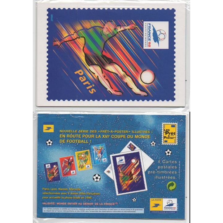France - Entier Postal 3074-CP1 à 3077-CP1 \"Coupe du Monde de Football 1998\"