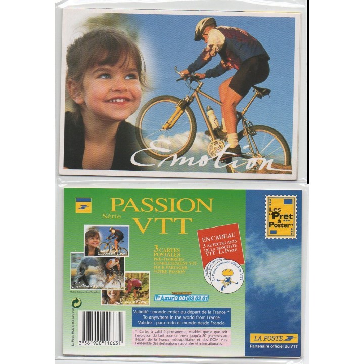 France - Entier Postal 2590-CP1 \"Passion VTT\" - Lot de 3 cartes