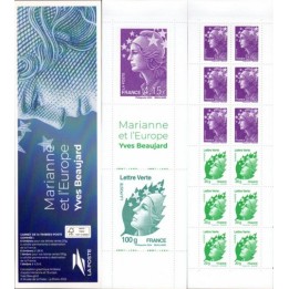 Timbre de collection France -  Carnet C1535 \"Marianne et l\'Europe - Yves Beaujard - Salon d\'Automne 2024\" - Hors Abonnement