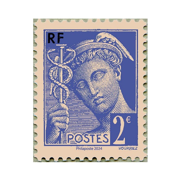Timbre de collection France - 5826 Mercure 2€ issu du Bloc Feuillet \"Iris Mercure - Salon d'Automne 2024\"