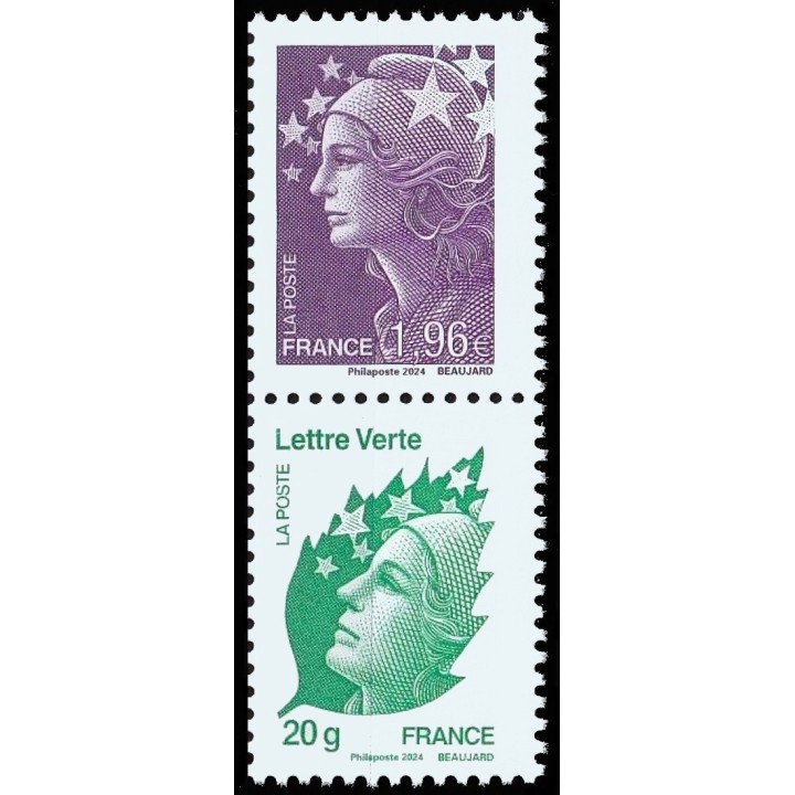 Timbre de collection France - Paire issue du Carnet \"Marianne et l\'Europe - Yves Beaujard - Salon d\'Automne 2024\" - Hors Abo