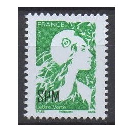 Timbre de collection Saint-Pierre et Miquelon - 2024 Lettre Verte Gommée - Marianne de l\'avenir