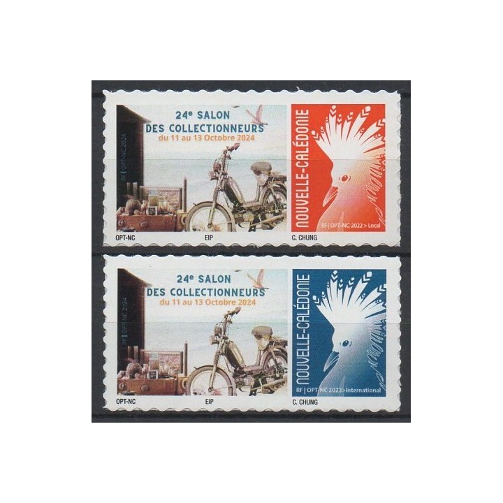 Nouvelle-Caledonie - 1473 et 1474 Autoadhésif Salon des Collectionneurs Noumea - Cagou Rouge et Bleu
