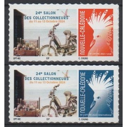 Nouvelle-Caledonie - 1473 et 1474 Autoadhésif Salon des Collectionneurs Noumea - Cagou Rouge et Bleu