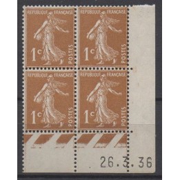 Timbre de collection France - 0277B Coin Daté (1936)