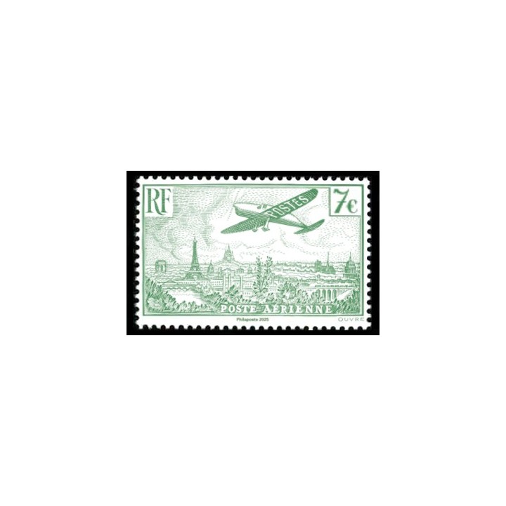 Timbre de collection France - Poste Aérienne 098 - Avion survolant Paris 7€ - Hors Abonnement