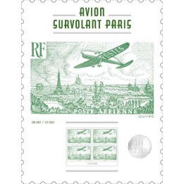 Timbre de collection France - Poste Aérienne 098 Affiche Avion survolant Paris 4x7€ - Hors Abonnement