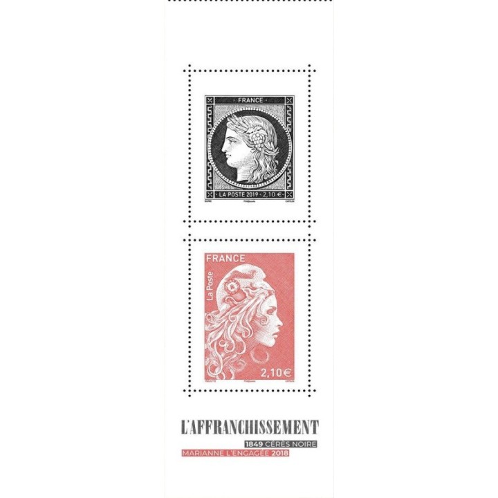 Timbre de collection France - 5360 et 5361 - Couverture Carnet \"1849 Cérès noire - Marianne l'engagée 2018\"