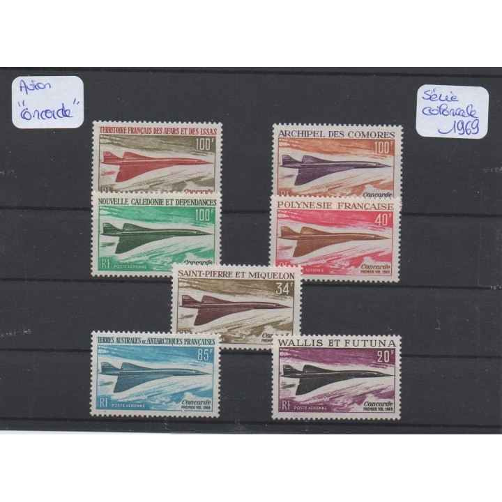 Timbre de collection Grandes séries coloniales 1969 - Avion supersonique \"Concorde\"