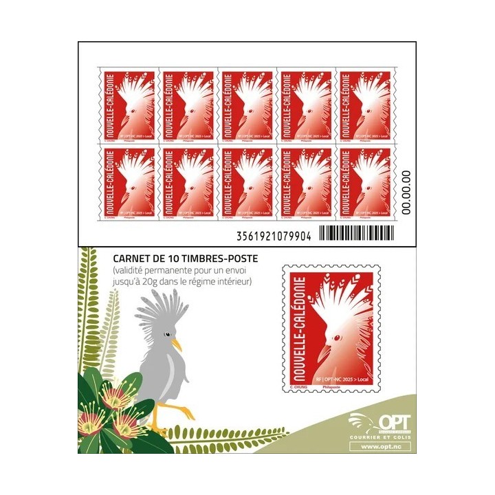 Timbre de collection Nouvelle-Caledonie - Carnet 1481 - Cagou Rouge Chung 2025 - Autoadhésif