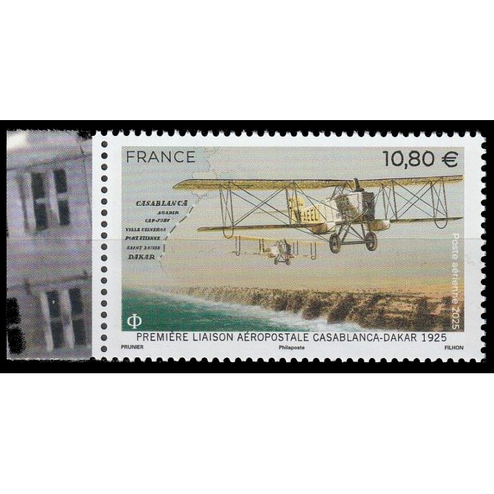Timbre de collection France - Poste Aérienne 099a - Première liaison aéropostale Casablanca-Dakar 1925 - Issu Mini Feuille