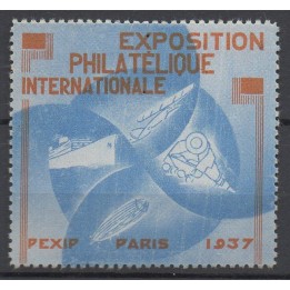 Timbre de collection France - Vignette Exposition Philatelique Internationale N°15 Couleur Bleu - PEXIP PARIS 1937