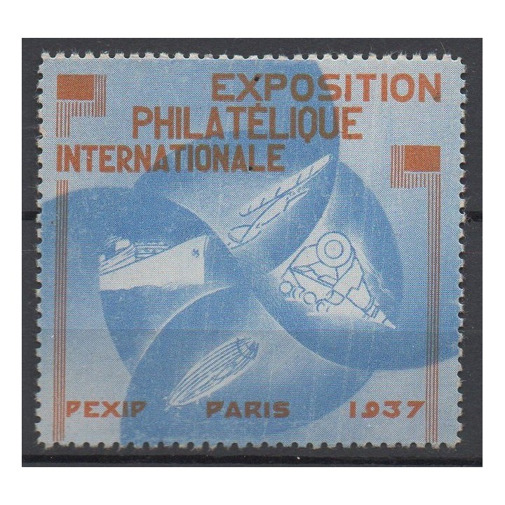 Timbre de collection France - Vignette Exposition Philatelique Internationale N°15 Couleur Bleu - PEXIP PARIS 1937