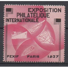 Timbre de collection France - Vignette Exposition Philatelique Internationale N°15 Couleur Lilas - PEXIP PARIS 1937