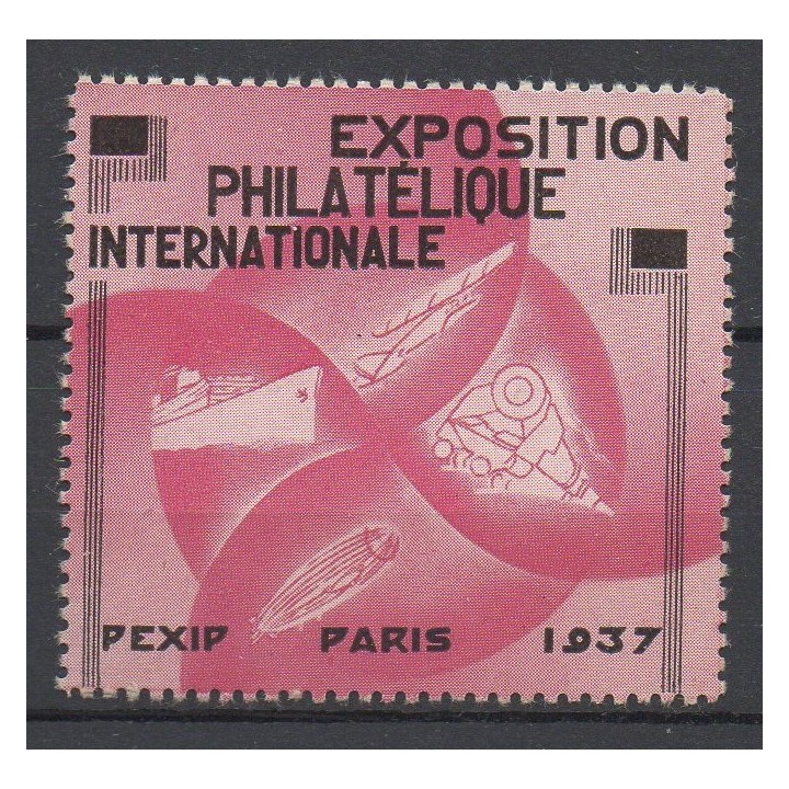 Timbre de collection France - Vignette Exposition Philatelique Internationale N°15 Couleur Lilas - PEXIP PARIS 1937