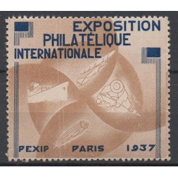 Timbre de collection France - Vignette Exposition Philatelique Internationale N°15 Couleur Brun - PEXIP PARIS 1937