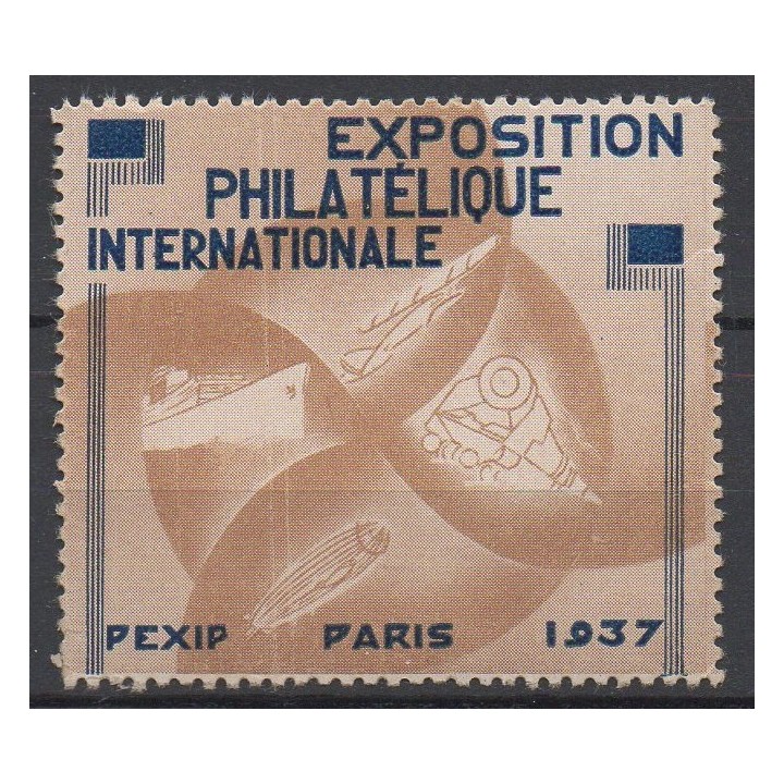Timbre de collection France - Vignette Exposition Philatelique Internationale N°15 Couleur Brun - PEXIP PARIS 1937