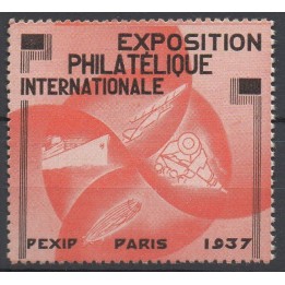 Timbre de collection France - Vignette Exposition Philatelique Internationale N°15 Couleur Orange - PEXIP PARIS 1937