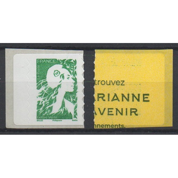 Timbre de collection France - Autoadhésif 2358A Marianne de l'Avenir - Lettre Verte Autoadhésive Issue du Carnet Distributeur