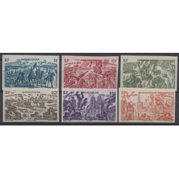Timbre de collection Madagascar - Poste Aérienne 66 à 71 Non Dentelé