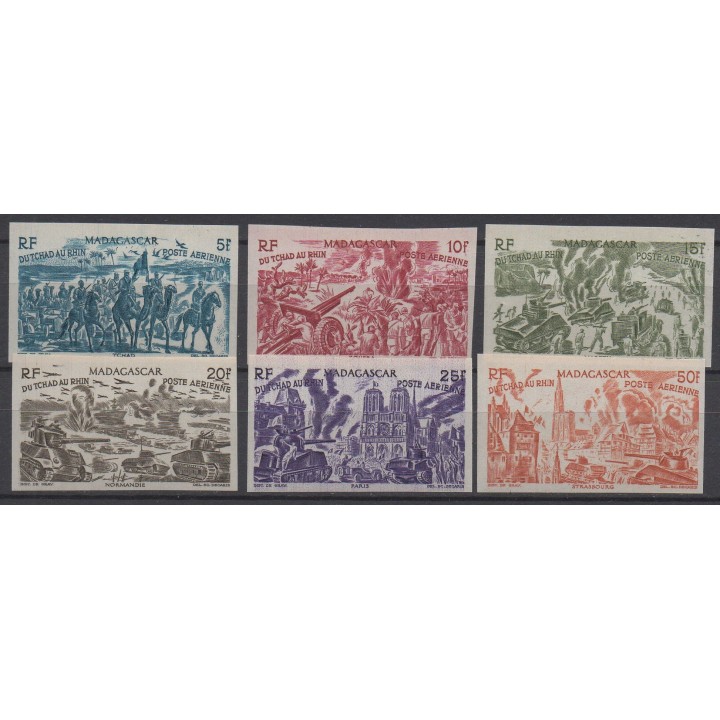 Timbre de collection Madagascar - Poste Aérienne 66 à 71 Non Dentelé