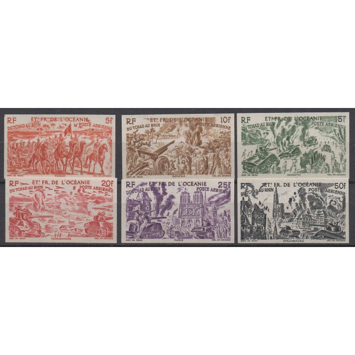 Timbre de collection Oceanie - Poste Aérienne 20 à 25 Non Dentelé