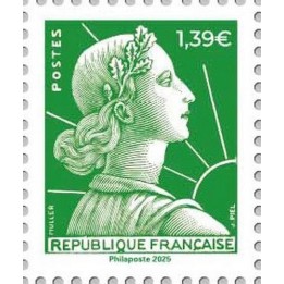 Timbre de collection France - 5926 Timbre \"lettre verte 20g\" issue du Carnet \"Marianne de Muller - Salon d'automne 2025\"