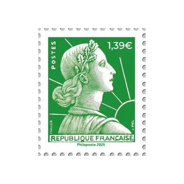 Timbre de collection France - 5926 Timbre \"lettre verte 20g\" issue du Carnet \"Marianne de Muller - Salon d'automne 2025\"